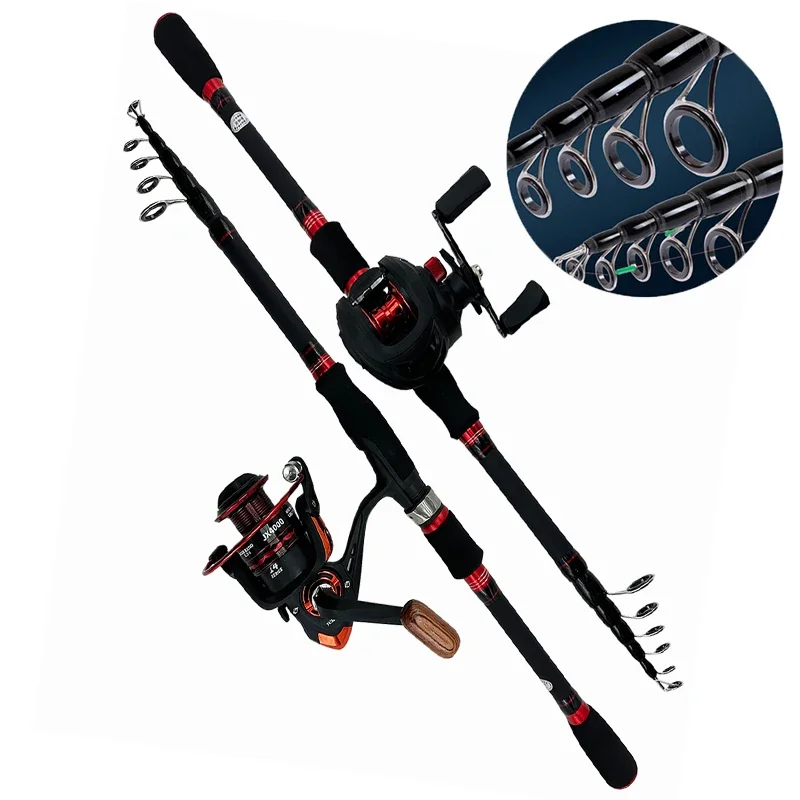 

Telescopic Rod and Reel Fishing Combo 1.8-2.7m Carbon Fibre Pole 7.2:1 19+1BB Max Drag 8kg Spinning Reel Fishing Accessorie