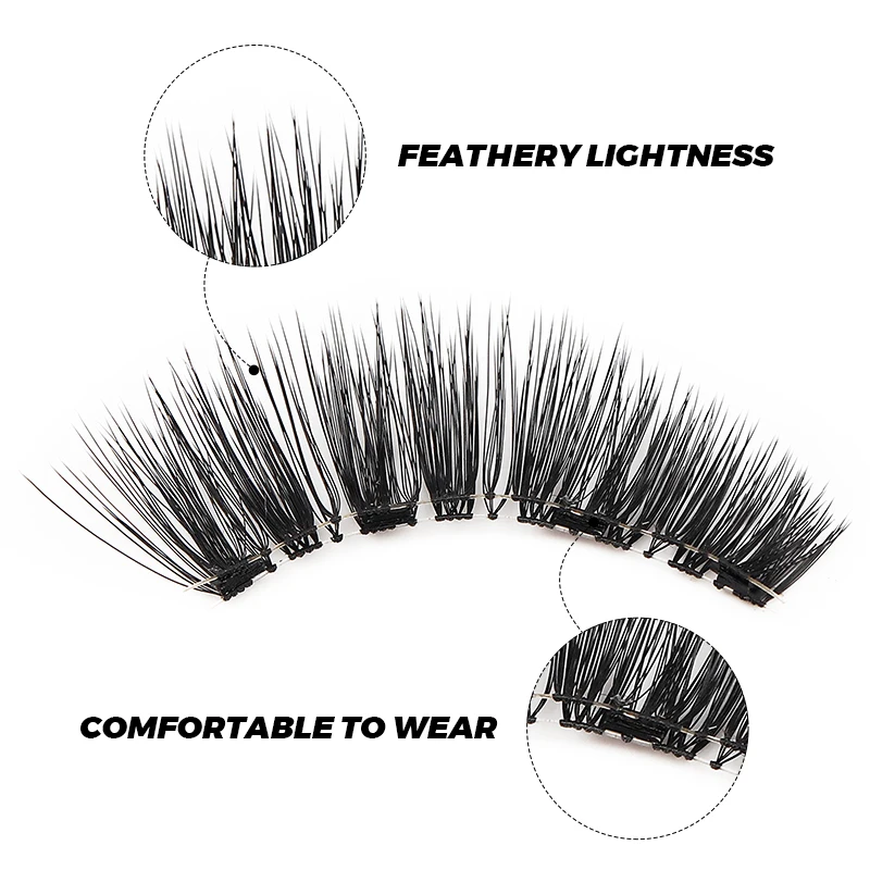 Fake Eyelashes DINGSEN Magnetic Eyelashes 3D Natural False Eyelashes Reusable 4pcs Magnet Clip Set Lashes Extension Makeup Tweezers Lash Set