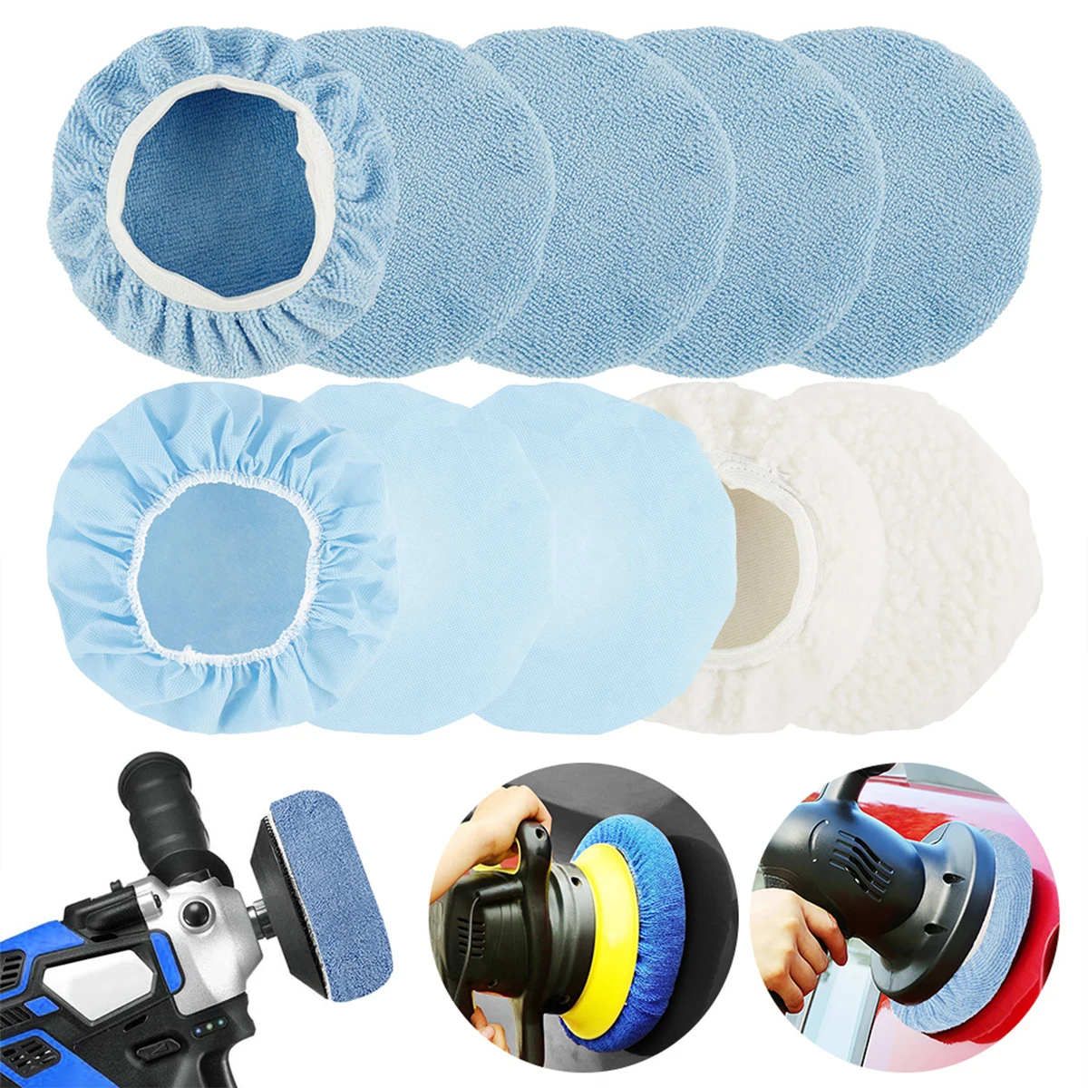 20/10Pcs Car Polishing Pad Bonnet 9 10 Inch Microfiber Auto Bonnet Polisher Soft Wool Wax Wash Buffer Cover Car Cleaning Tools Car polishing pad car polish pad wool polishing pad wool polishing head