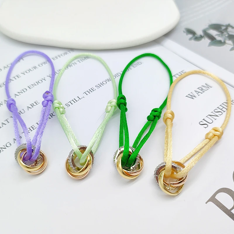 Zircon Bracelets Cubic Zirconia Bracelet Chain Bracelet Fashion Unisex Zircon Stone CZ Rope Bracelet 3 Open Metal Buckle Ribbon Lace Up Chain Multicolor Adjustable Cord Bracele