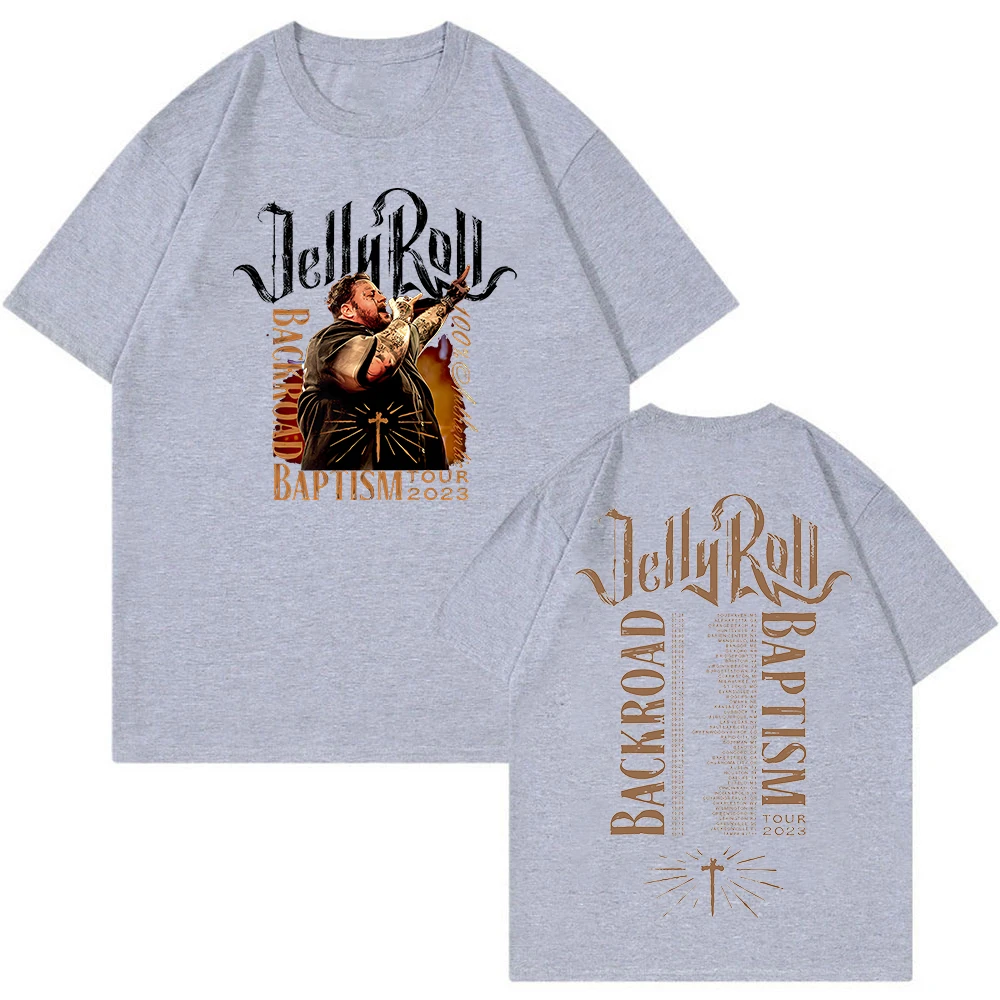 

Jelly Roll T-shirt 2023 Backroad Baptism Tour Merch Fashion Crewneck Short Sleeve Tee Women Men's Tshirt Hip Hop Clothes