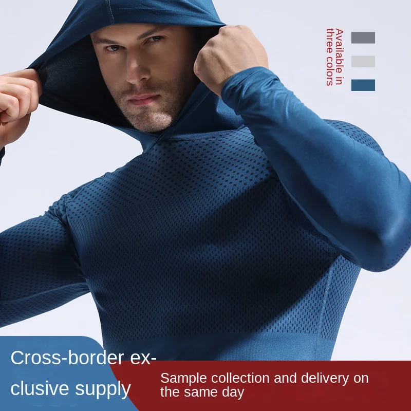 

Men's Running Sports Body-sweating Quick-drying Clothing Tight-fitting Long-sleeved Hooded Fitness Clothing