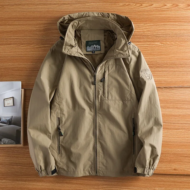 

Men Sports Jacket Men's Jacket with Hood with Waterproof and Windproof Zipper Jacket Autumn Winter Lightweight Outdoor Fashion