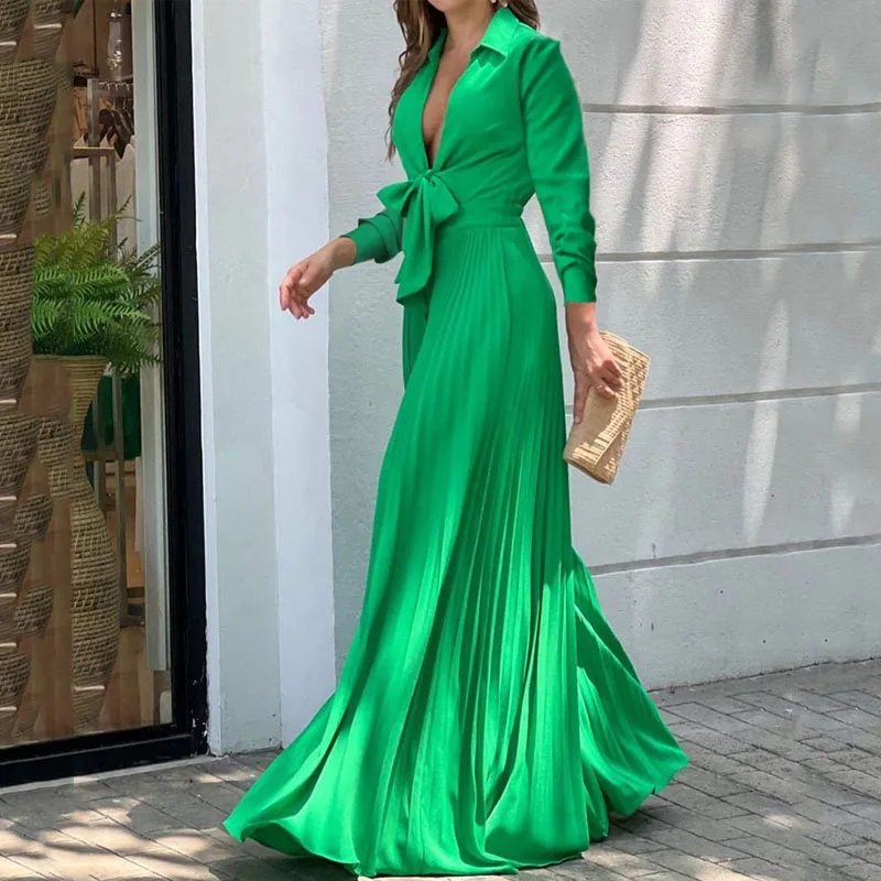 

Spring Women Jumpsuit Fashion V Neck Long Sleeves Lapel Solid Nipped Waist Lace Up Loose Wide Legs Romper High Streetwear
