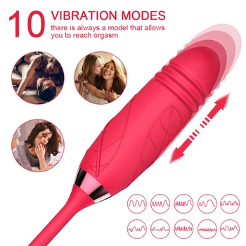 Thrusting Dildo Rose Vibrator Toy for Women Clit Clitoris Sucker Stimulator Love Egg Sucking Female Vibrating Adults Goods 3