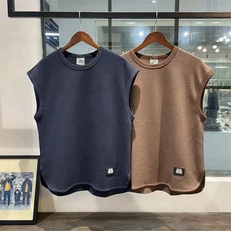 Canotte estive T-shirt senza maniche abbigliamento uomo T-top magliette sportive Casual da basket o-collo camicie bianche nere larghe novità - immagine 2