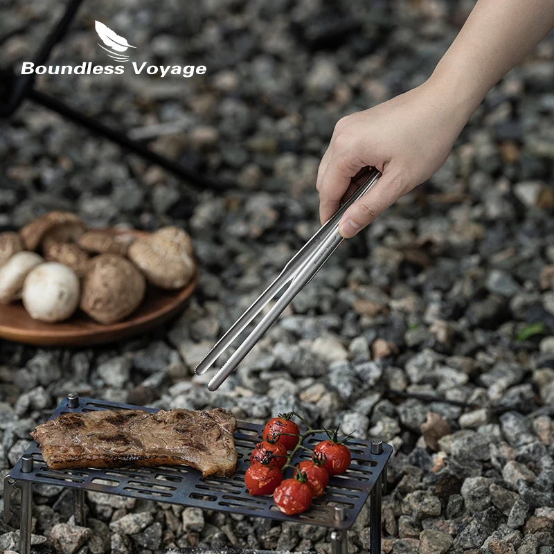 Boundless Voyage Ultralight Titanium BBQ Tongs - Heat-Resistant & Rustproof Grilling Tool