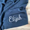 Personalized Kid Name Baby Blanket Embroidered New Born Baby Blanket Stroller Swaddles Breathable Cotton Knitted Blanket Bedding 3