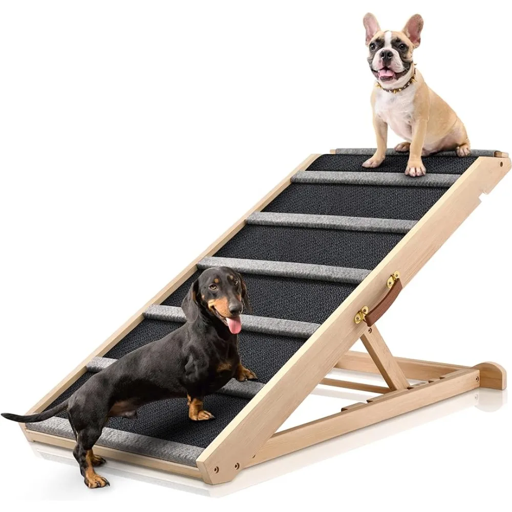 

Dog Ramp for Bed - Extra Wide - Excellent Traction, Non-Slip Rubber Surface, 18’’W, Hold up to 200lb, Adjustable, Foldable