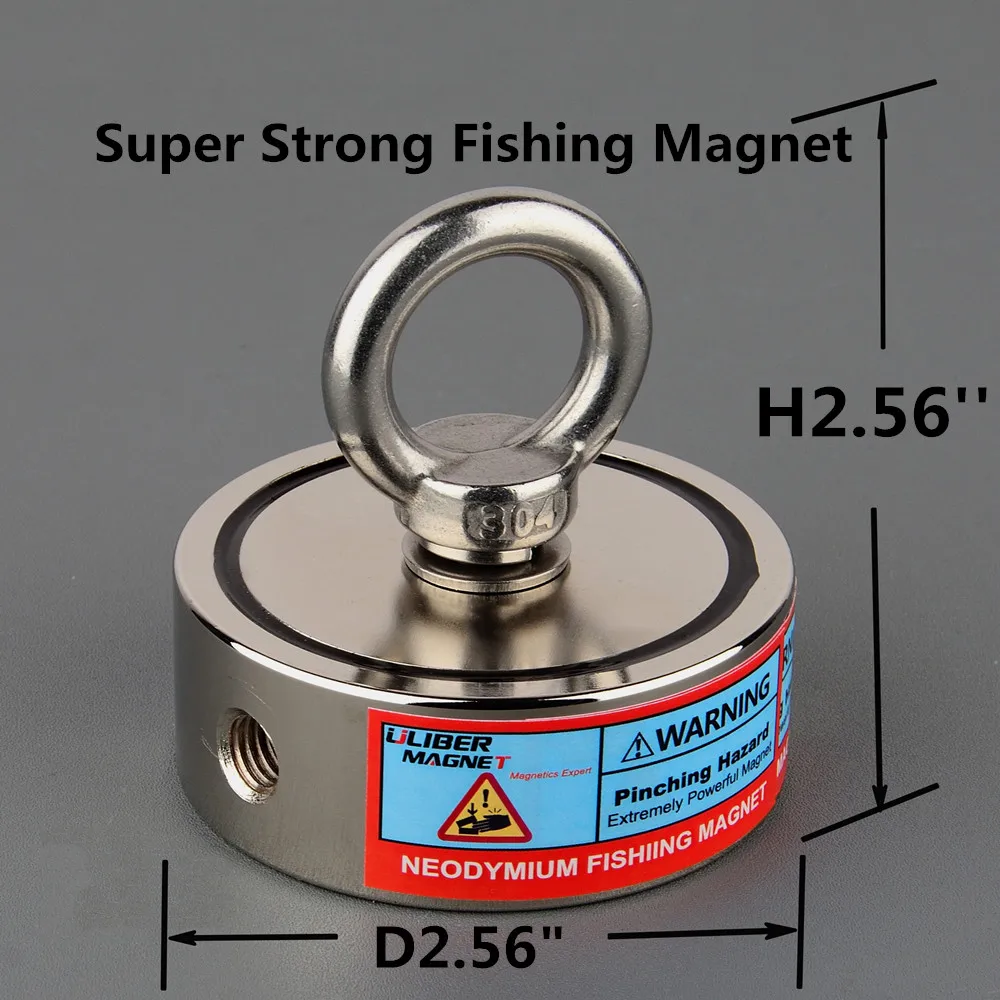 2*300kg D75mm Super Strong Double Side Neodymium Fishing Magnet