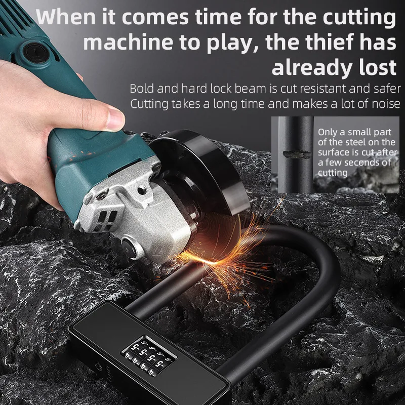 WEST BIKING Bicycle Motorbike U Lock Anti Theft Security Lock Heavy Duty Zinc Alloy Padlock E-Bike Door with Password Keys