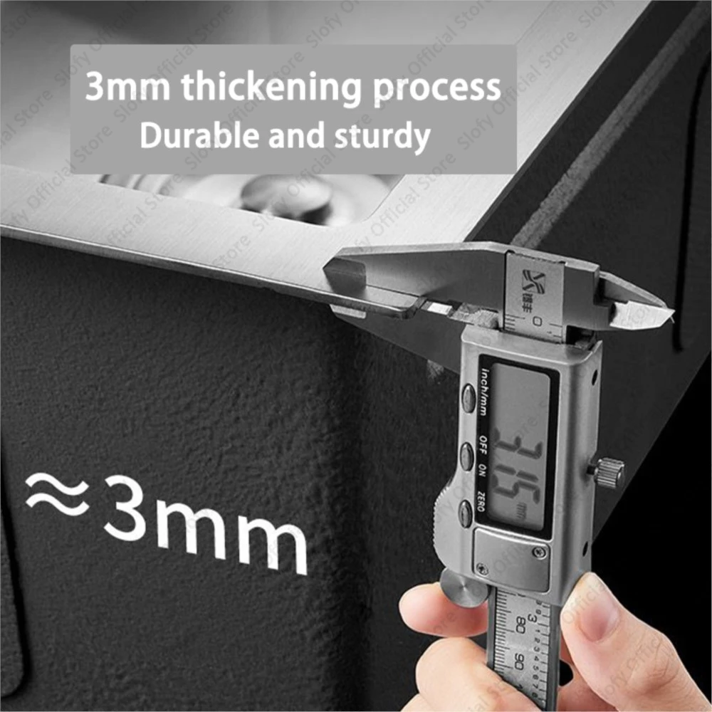 304 Stainless Steel Multifunctional Kitchen Sink Large Capacity Single Bowl Vegetable Workstation Wash Cut Drain in One Full Set