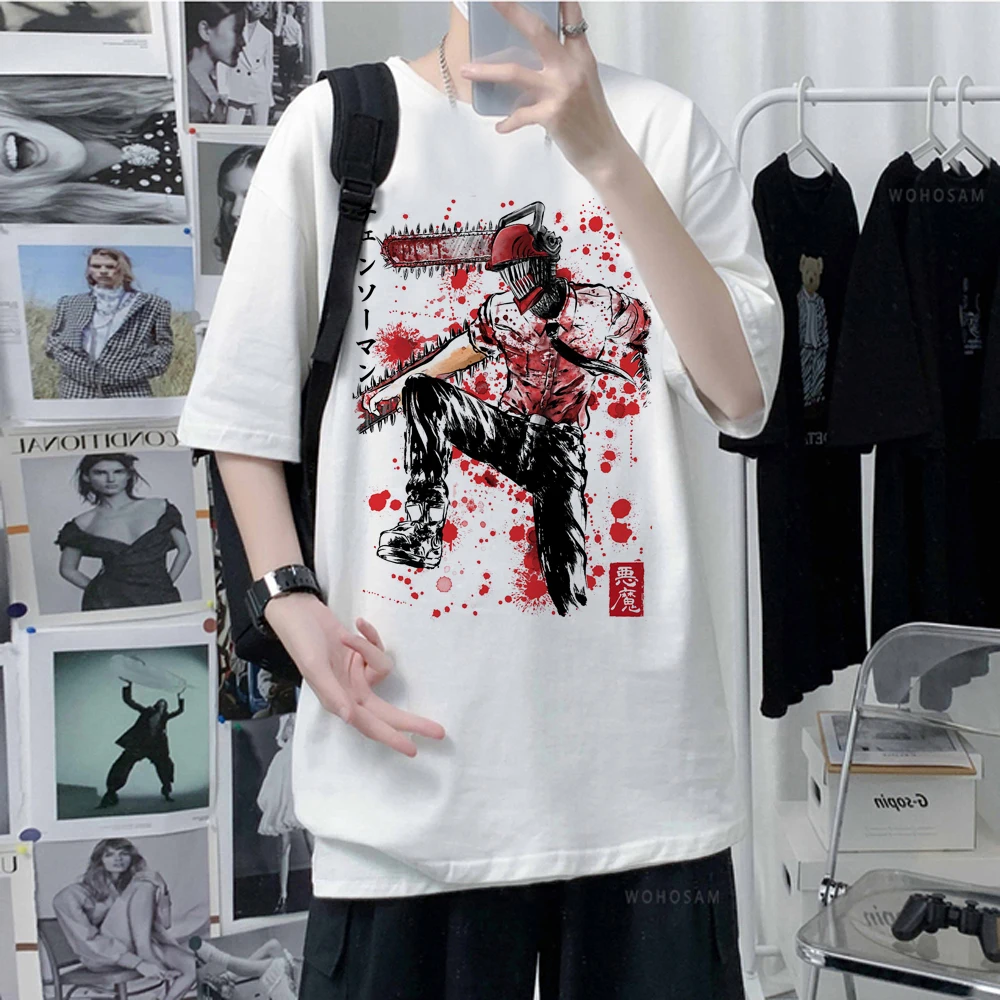 Motosserra Quente Homem MAKIMA Camiseta Anime Japonesa Manga Gráfica Tops  Desenho Animado Engraçado Unissex Hip Hop Camisetas Masculina