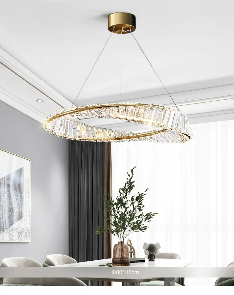 Description Picture 4 of itemPostmodern Led Crystal Circle Round Pendant Lights for Living Room Kitchen Dining Room Hanging Lamp Ceiling Chandeliers Decor