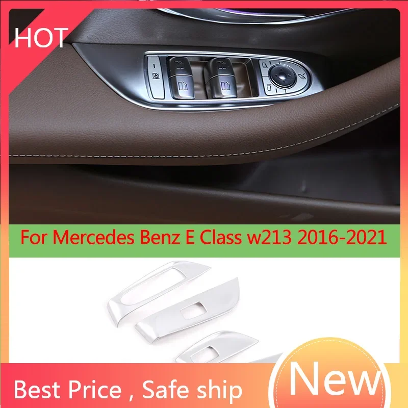 

For Mercedes-Benz E-Class w213 2016-2021 ABS Chrome-Plated Car Door Glass Lift Switch Frame Decorative Stickers Auto Parts