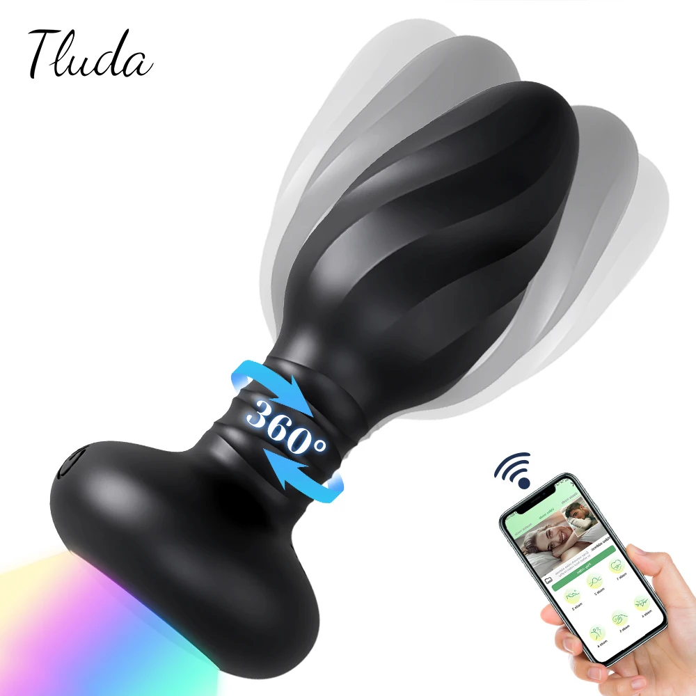 APP-Steuerung LED-Rotation Vibrierender Buttplug für Frauen Wackeln Analvibrator Homosexuelle Männer Analplug Interaktion Sexspielzeug für Paare 1