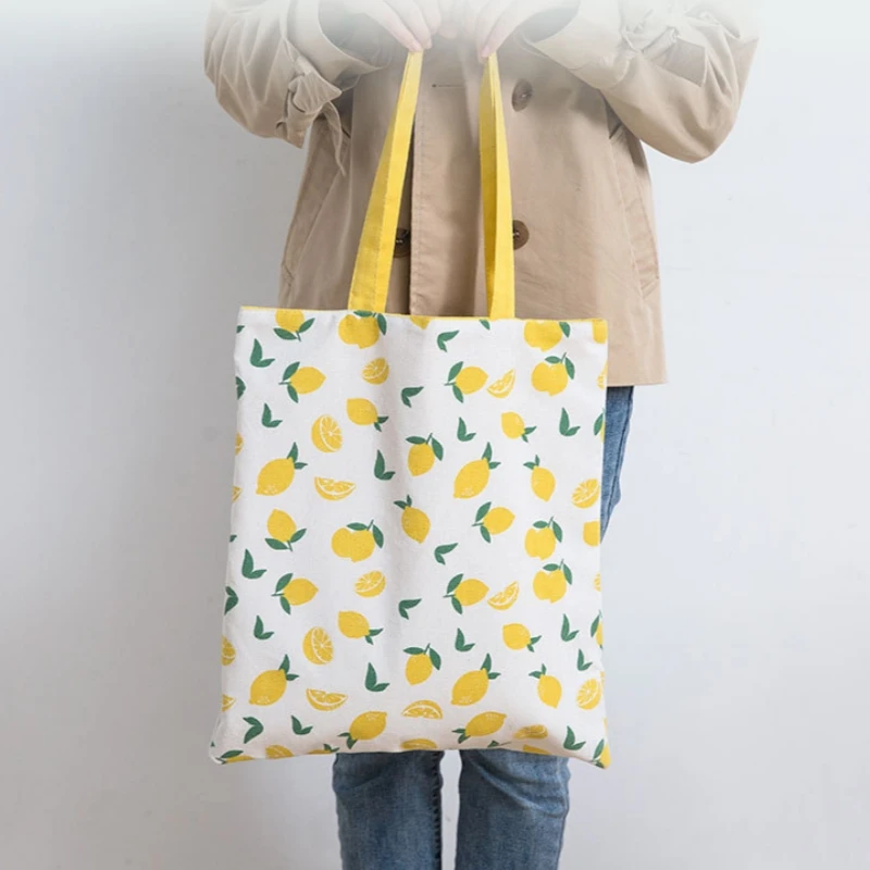 Reusable Large Shopping Storage Bags Casual Large Capacity Shoulder Bags Cotton Linen Women's Tote Pouch Washable Shopper Bag