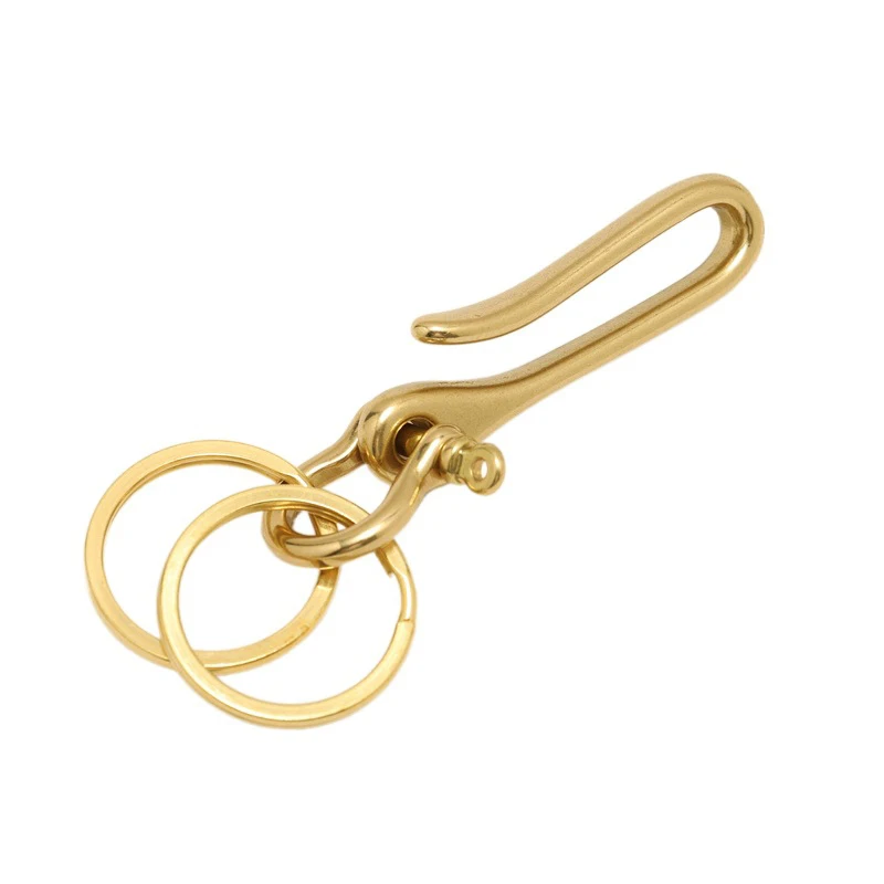 1 Stück Messing Schlüssel bund abnehmbarer Anhänger Clip Gürtel u Haken Retro Schlüssel ring Brieftasche Ketten verschluss mit Schäkel Angelhaken – Detail 8