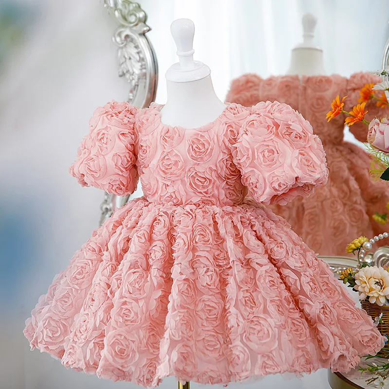 

2023 Girl Baby Spanish Lolita Princess Ball Gown Floral Stitching Design Birthday Baptism Party Easter Eid Dresses for Girls