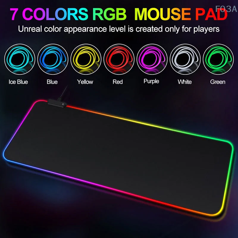 RGB 발광 퓨어 블랙 마우스 패드, 두꺼운 마우스 패드, 대형 테이블 패드, 암호화 미끄럼 방지, 멋진 초대형 E-스포츠 게임 사무실