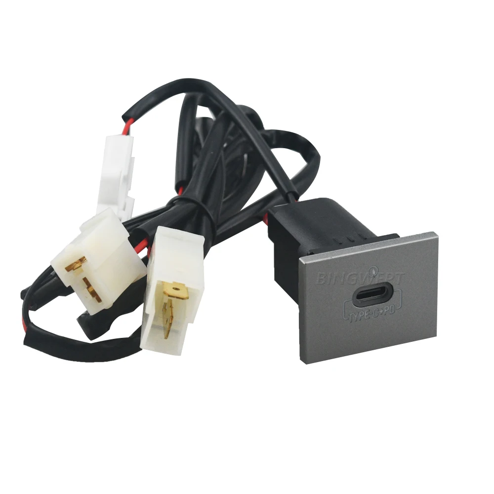 Car Black/Silver USB Charger PD Quick Charge Auto Phone Charging Adapter Button