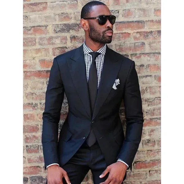 2024 Fashion Black Smart Casual Suits For Men Slim Fit Blazer Hombre High Quality Custom 2 Piece Set Jacket Pant Costume Hommme