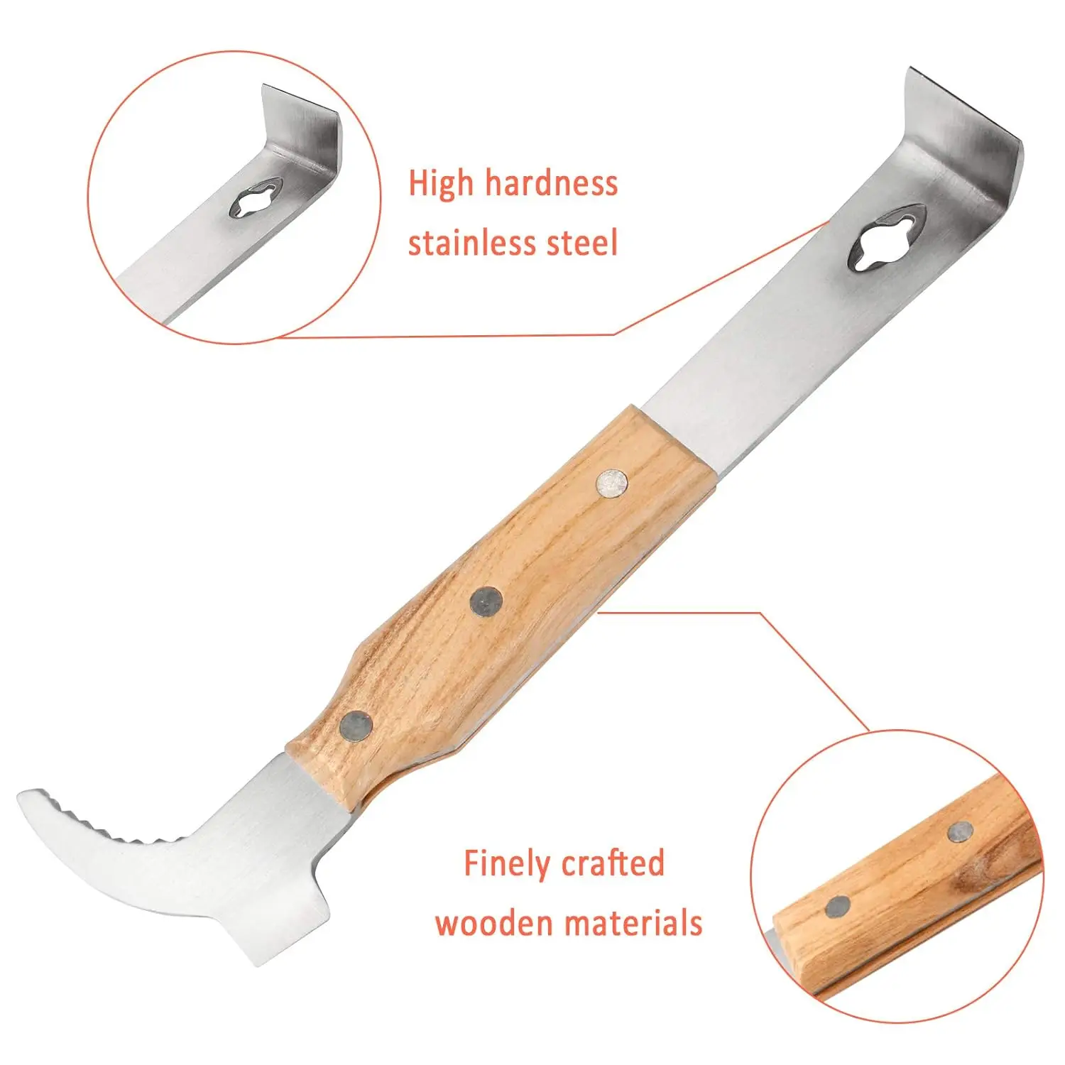 أدوات خلية النحل لتربية النحل من النوع J بمقبض خشبي منتج سكين العسل مكشطة خلية النحل لمعدات مستلزمات تربية النحل