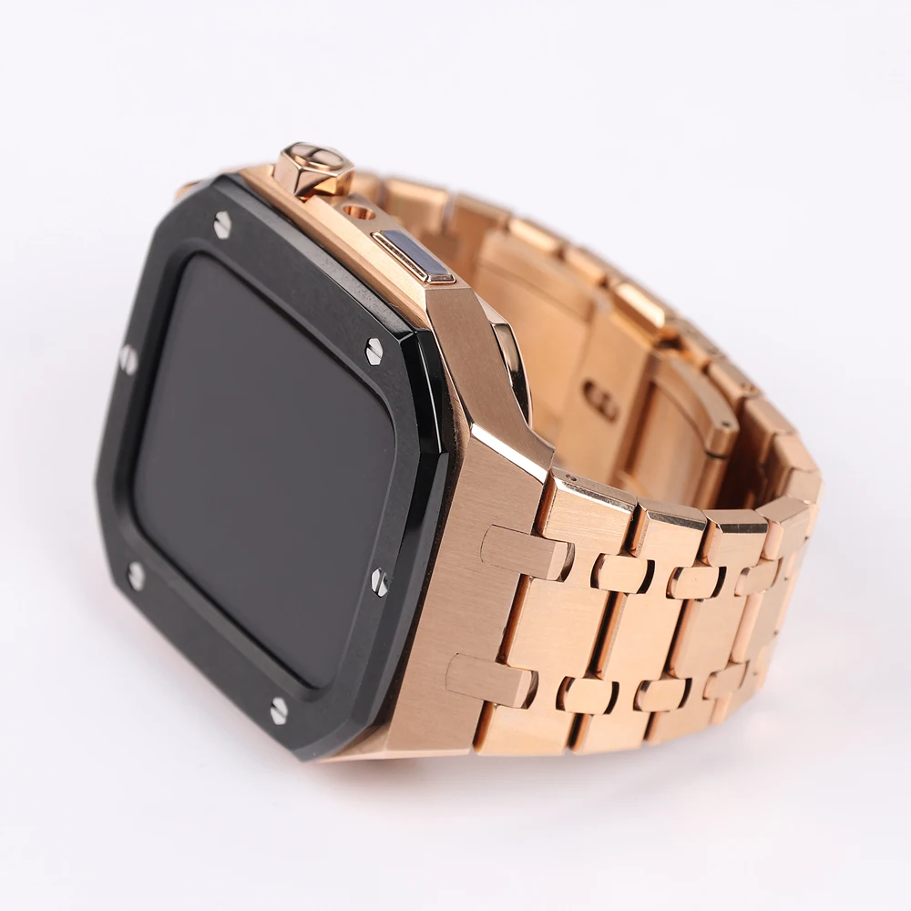Luxury Stainless Steel Strap for Apple Watch Band 45mm 44mm 42mm For iWatch Series 8 7 6 5 4 3 2 Rubber Watchband Metal Bracelet