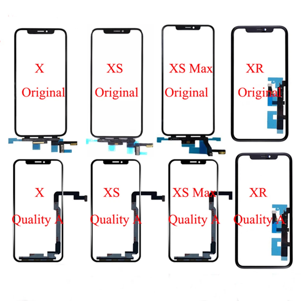 Original For i Phone X XS Max 11 Pro Touch Screen Digitizer Panel Sensor Front Outer Glass Lens For Iphone XR Touch Glass With OCA Glue 1