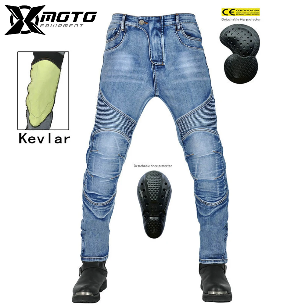 

Seasons Moto Cycling Anti Fall Motocross Pants High Stretch Retro Outdoor Scooter Jeans XXS-4XL Men Motorcycle Jeans