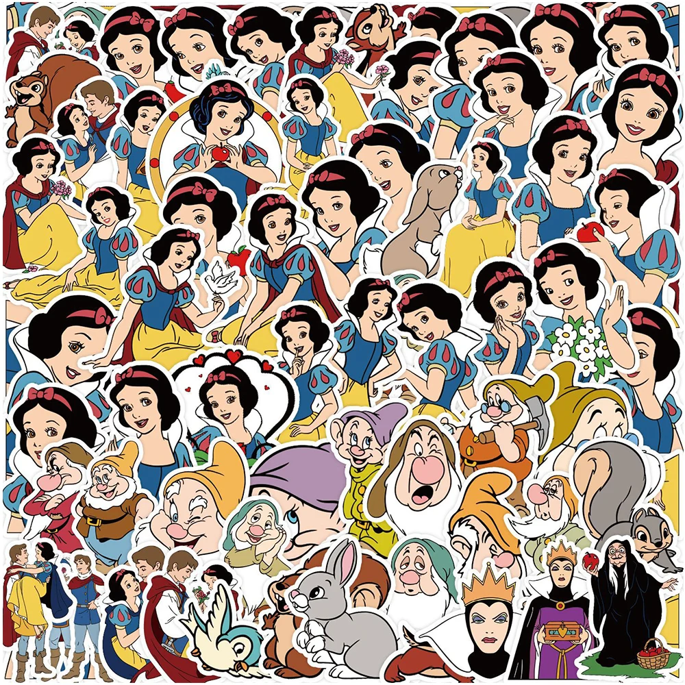 10/30/50pcs Kawaii Snow White Cartoon Stickers Disney Princess Decal Scrapbooking Luggage Phone Laptop Sticker for Kids Girls