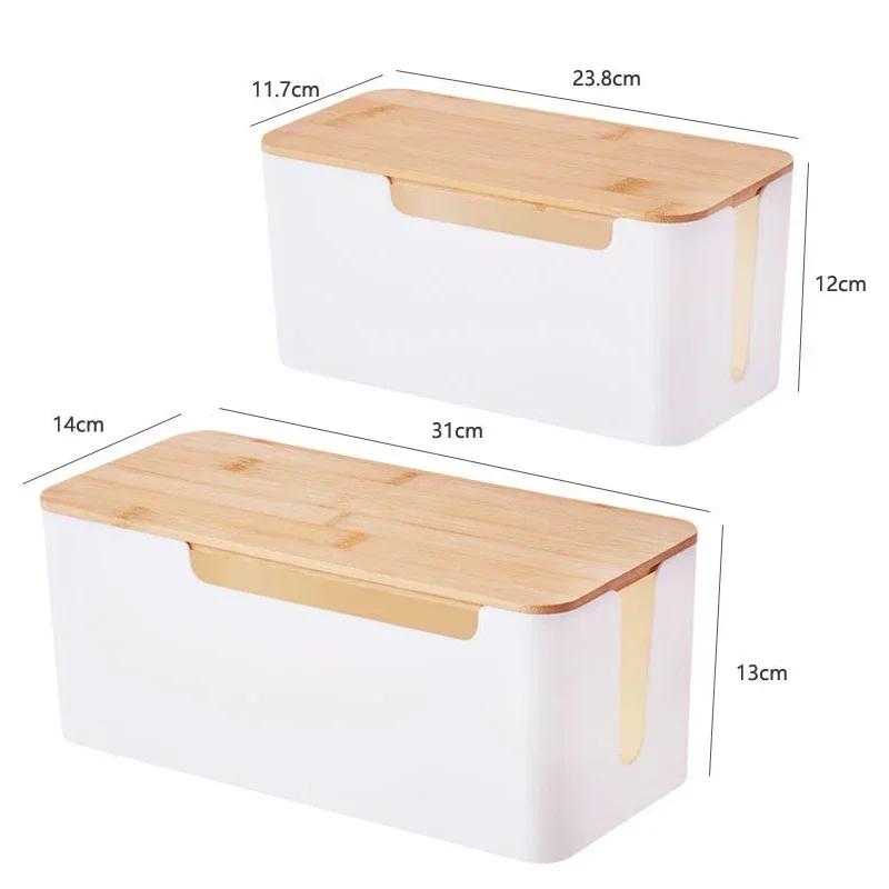 Wooden Cable Management and Storage Organizer Box