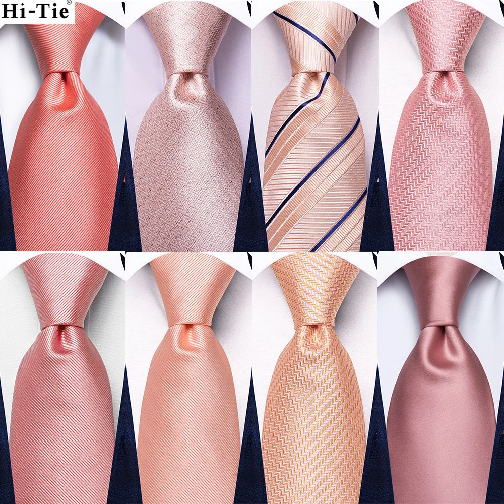 

Striped Pink Blue Hi-Tie Designer Silk Wedding Tie For Men Gift Mens Necktie Set Handky Cufflink Fashion Business Party Dropship
