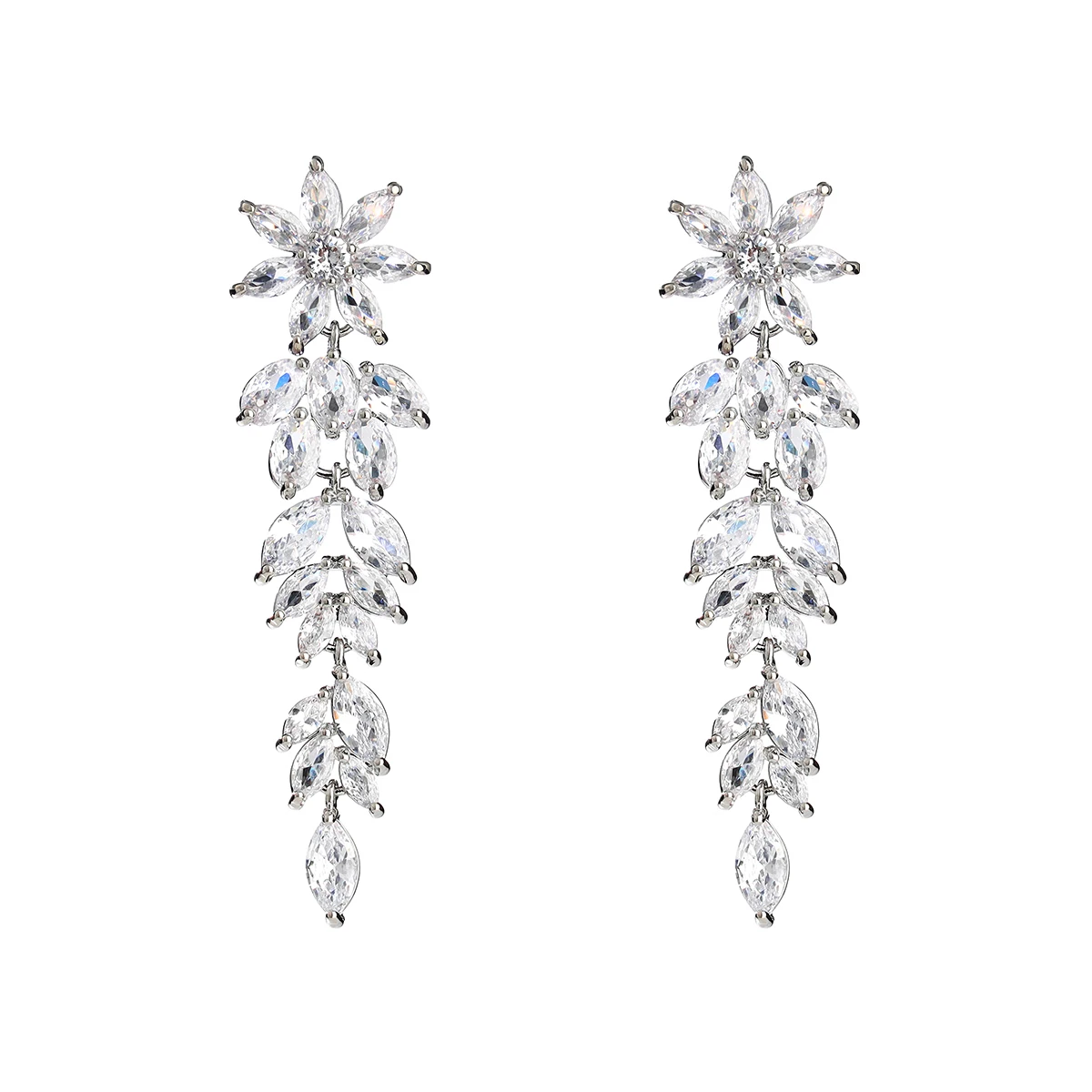 Bridal marquise wedding earrings, wedding bridesmaid earrings, women's cubic zirconia rhinestone pendant earrings