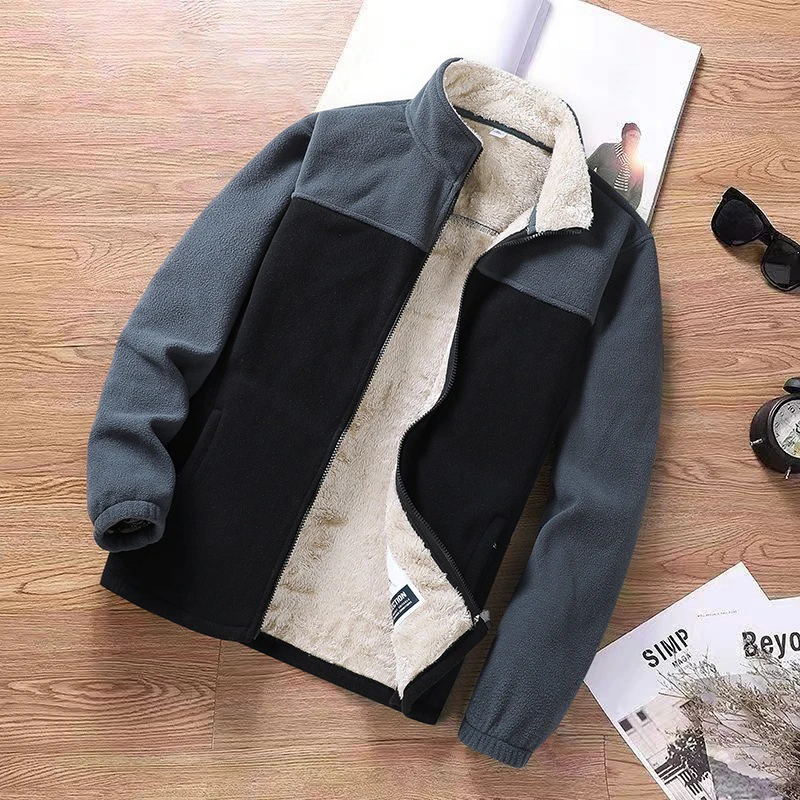 

Woven Fleece Men's 2023 Men Clothes Autumn and Winter Plush Thick Casual Lamb Fleece Sports Male jacket Fashion Casual Warm Top