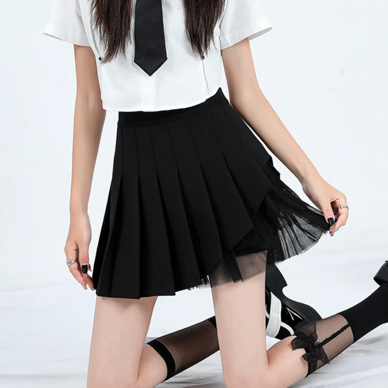 Skirt Shorts Summer Clothes For Women 2023 Fashion Harajuku Korean Style Holiday Outfits With Mesh White Mini Pleated Skirts