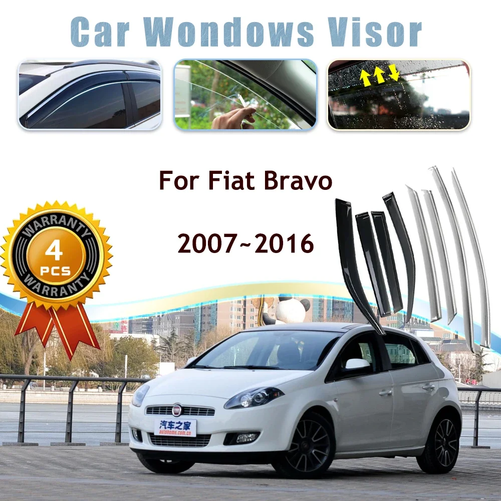 Visiere Per Finestrini Auto Adatte Per Fiat Bravo Ritmo 2007 ~ 2016 Impermeabile Sun Rain Snow Guards Deflettore Parabrezza Trim Accessori Auto