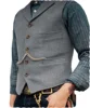 Wool Tweed Men's Suits Vest for Groomsmen Wedding Lapel Casual Slim Business Vests Sleeveless Waistcoat Male Gilet Homme Vests 4