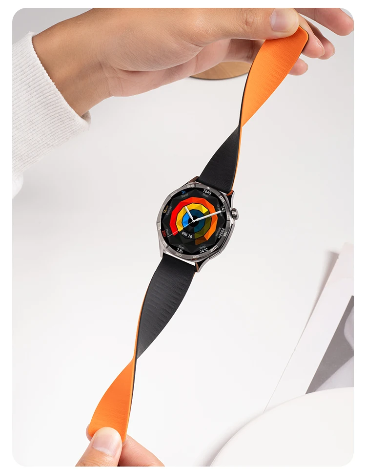 Lychee Pattern Magnetic Loop Silicone Strap - Elegant 18mm/20mm/22mm Band