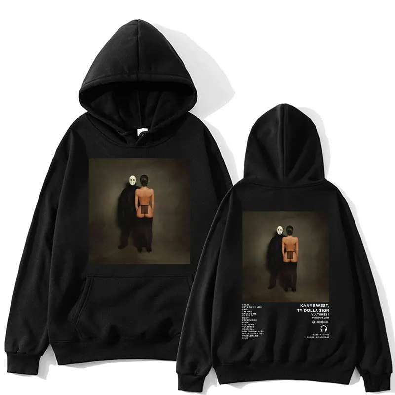 

Hot Kanye West Vultures 1 New Album Hoodie Men's Clothing Hip Hop Vintage Long Sleeve Oversized Casual Fashion Streetwear Male