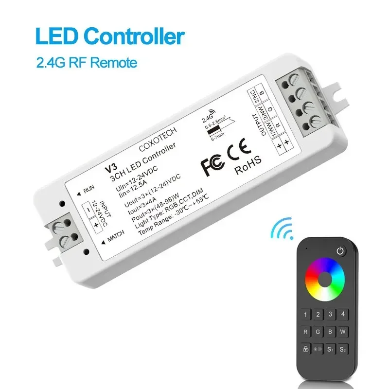 2.4G Wireless LED Controller RF Remote Control For Single Color CCT RGB RGBW LED Strip Lights LED Lighting Dimmer DC12V-24V