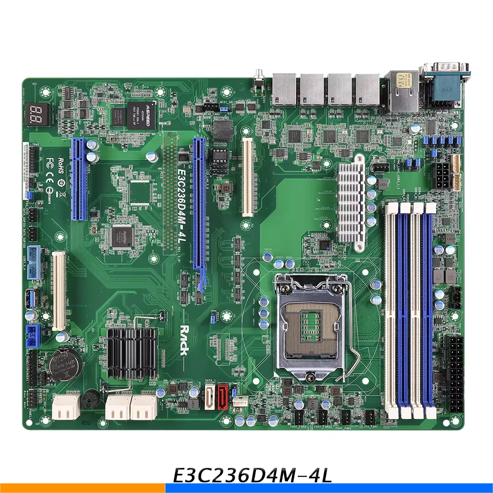Server Motherboard For ASROCK For E3C236D4M 4L LGA1151 C236 DDR4 Support E3 1200 V5 V6 Fully