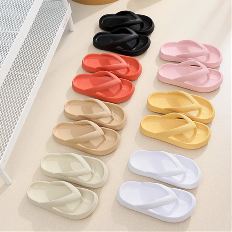 Non Slip Platform Flip Flops Women 2025 Summer Soft Sole Cloud Slippers Woman Thick Sole Clip Toe Beach Sandals Couple Shoes
