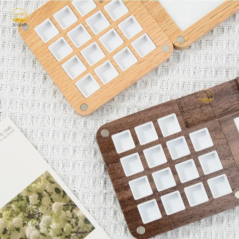Empty Wooden Watercolor Palette Portable Mini Travel Acrylic Paint Box Square Tray Box Art Painting Supplies paint tray,color palette,watercolor palette