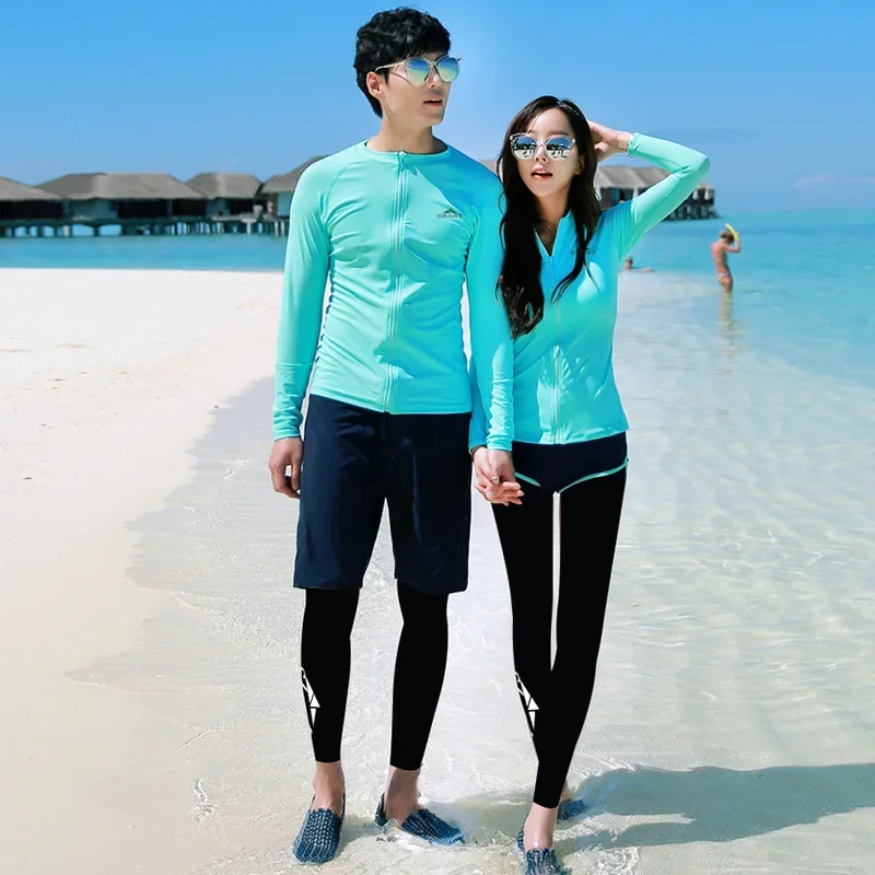 Sbart Rash Guard Long Sleeve Top T-shirt Women Men Lycra Swimsuit Triathlon Tops Beach Water Sport Surfing Diving Suit Front Zip