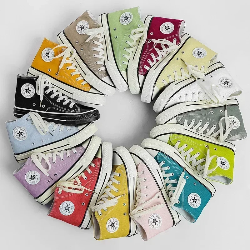 Women Canvas Sneakers Casual Flat High-cut White Shoes Unisex Skateboard Shoes Vulcanized Couple Shoes Zapatillas Mujer