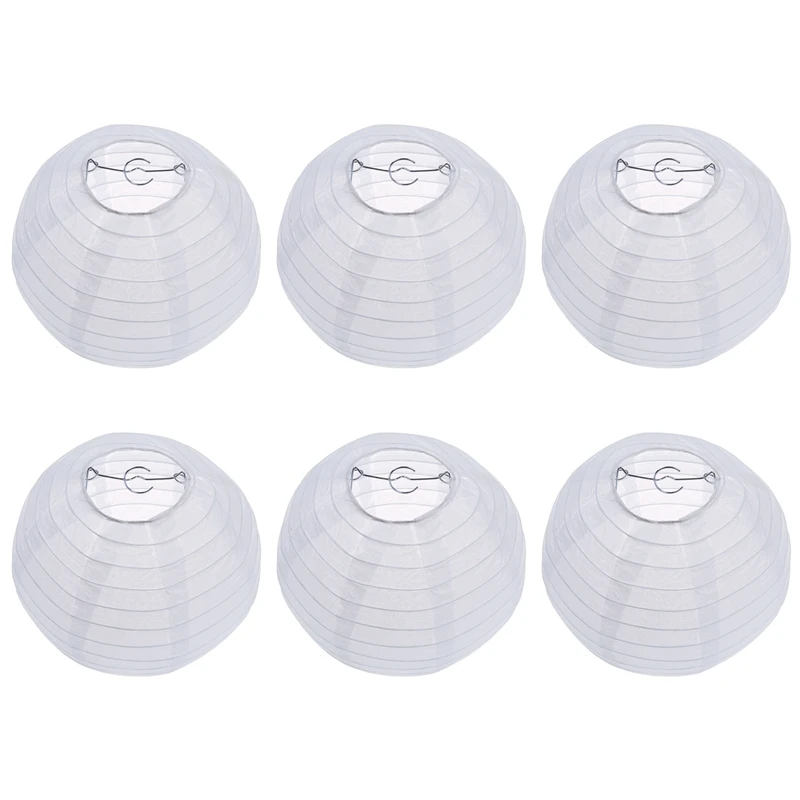 

6X White Chinese/Japanese Paper Lantern/Lamp 8 Inch Diameter