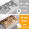 7-Piece Bamboo Drawer Organizer Storage Boxes Set, Wood Tray Junk Drawer Organizers Multi-Use Divider Bins for Kitchen, 2
