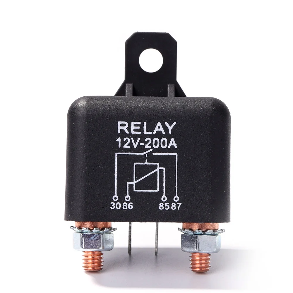 자동차 모듈 릴레이, DC 12V 200A 고전류 릴레이, 4 핀 자동차 릴레이, 연속형 2.4W 자동차 트럭 모터 시동 릴레이