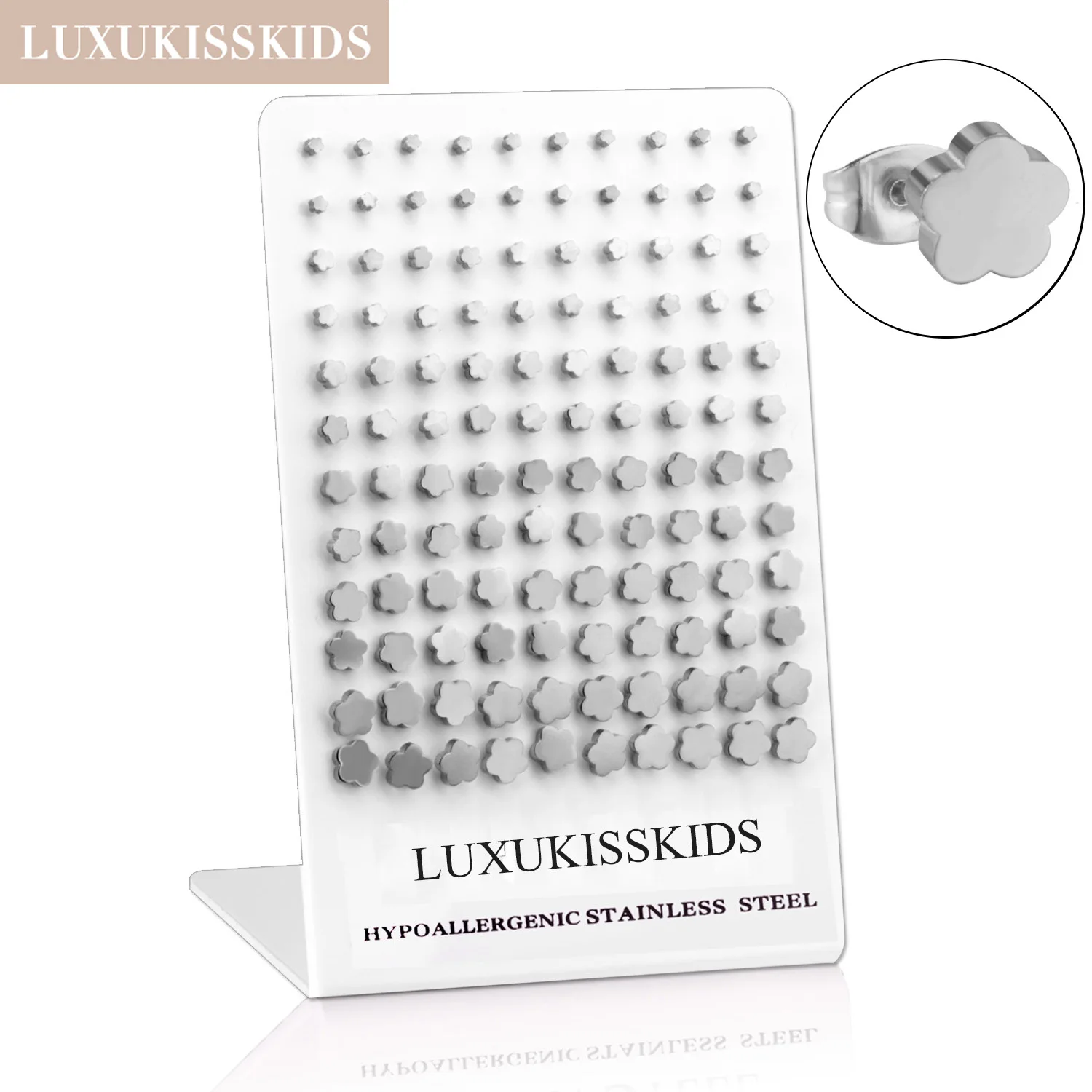 

LUXUKISSKIDS Five Petal Flower Stud Earrings Romantic Bohemia Tiny Cute Floral Brincos For Women/Girls 3-8MM 60pairs Jewelry